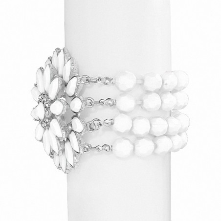 Bracelet extensible de bouquet de fleurs de marguerite de perles multi de rive d'alliage de mode avec CZ clair