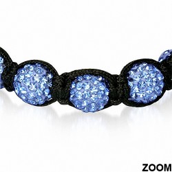 Bracelet ajustable en chaîne hématite et 7 ballons Argil Disco Shamballa noir avec saphir bleu CZ