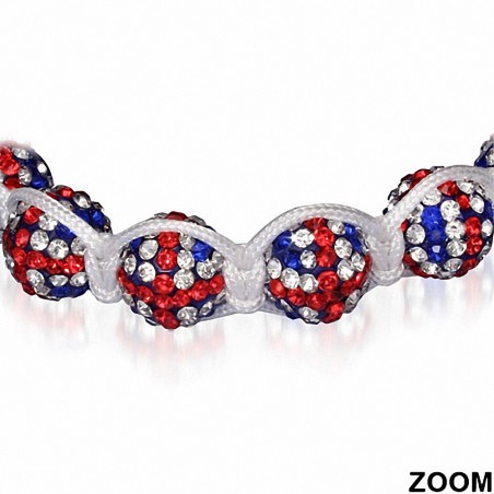 Disco Ball Shamballa avec drapeau de Royaume-Uni / Bracelet ajustable Union Jack avec CZ coloré