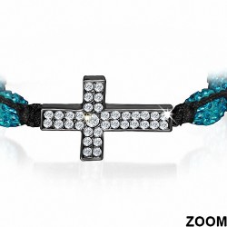 Bracelet hématite & argile disco Ball Shamballa de style latin bracelet zircon transparent et bleu