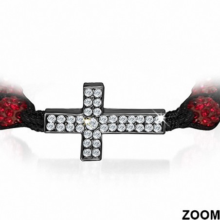 Bracelet hématite & argile disco  Shamballa de style Latin bracelet ajustable zircon rouge clair