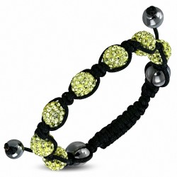 Bracelet ajustable en cordon hermite et 7 ballons Argil Disco Shamballa noir avec topaze CZ