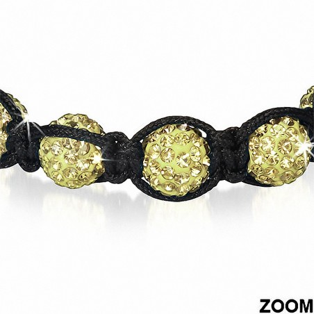 Bracelet ajustable en cordon hermite et 7 ballons Argil Disco Shamballa noir avec topaze CZ