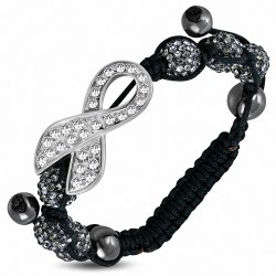 Bracelet hématite et argile disco à la mode Disco Ball Shamballa Infinity de style montre avec Clear & Gunmetal CZ
