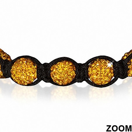 Bracelet ajustable en cordon hermite et 9 argiles Disco Ball Shamballa noir avec topaze CZ