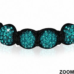 Bracelet ajustable en cordon hermite et 9 bijoux Argil Disco Shamballa noir avec zircon bleu CZ