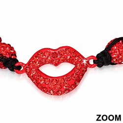 Bracelet hématite & argil disco Shapalla Sexy Lips de style montre ajustable avec feu opale orange CZ