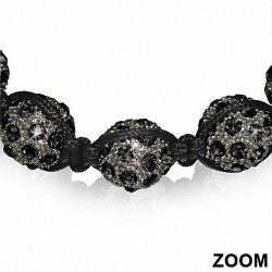 Bracelet réglable Argil Disco Ball Shamballa Noir avec Cordon et Bracelet Noir CZ