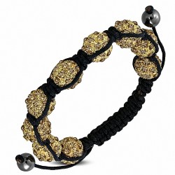 Bracelet réglable Argil Disco Ball Shamballa noir avec cordon et topaze légère CZ