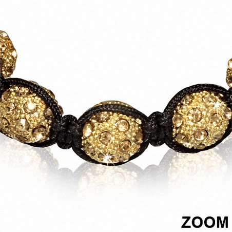 Bracelet réglable Argil Disco Ball Shamballa noir avec cordon et topaze légère CZ