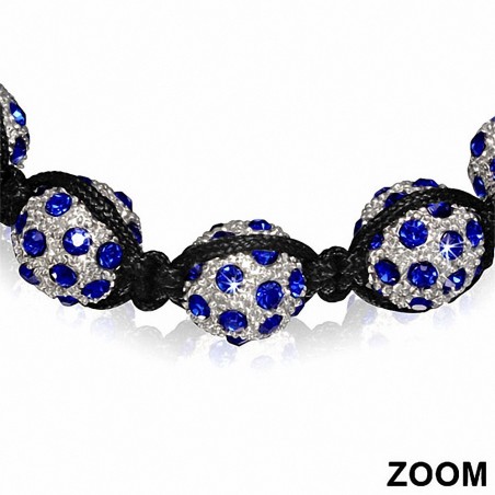 Bracelet réglable Argil Disco Ball Shamballa noir avec cordon et cordelette avec saphir bleu CZ