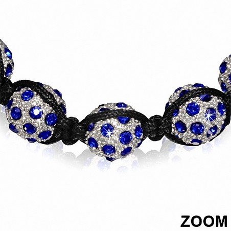 Bracelet réglable Argil Disco Ball Shamballa noir avec cordon et cordelette avec saphir bleu CZ