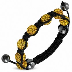 Bracelet ajustable en cordon hermite et 7 Argil Disco Ball Shamballa noir avec topaze CZ