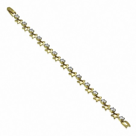 Bracelet chaîne à maillons étoiles en cuivre doré à la mode avec CZ transparent