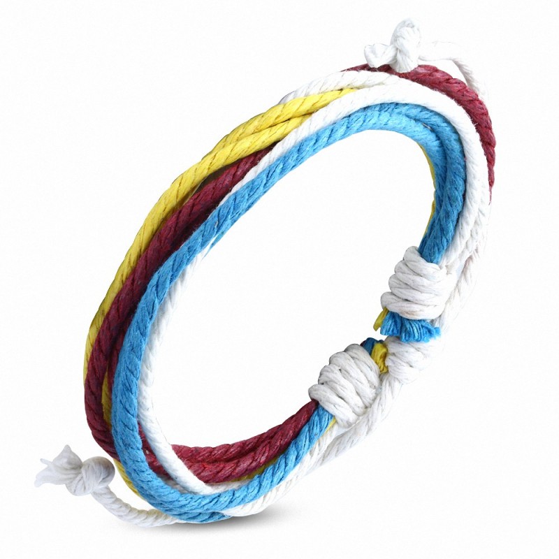 Bracelet ajustable en corde multicolore à la mode - FWB113