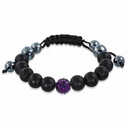 Bracelet fantaisie Shamballa avec perles Disco Ball Hematite & Argil et pavé de perles
