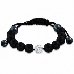 Bracelet fantaisie Shamballa avec perles disco et billes disco et billes hématite & argil