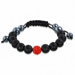 Bracelet Shamballa en perles Disco Ball avec pavé de perles en hématite et opale de feu orange C