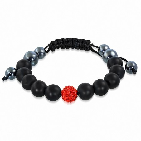 Bracelet Shamballa en perles Disco Ball avec pavé de perles en hématite et opale de feu orange C