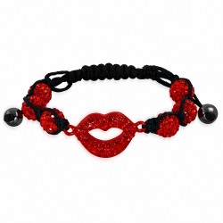 Mode Argil Disco Ball Pavé Perle Lèvres Rose Regarder Style Shamballa Bracelet  Light Siam Rouge CZ