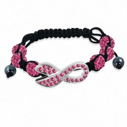 Bracelet de montre de style Shagalla Infinity avec perles argil disco et rose rose CZ