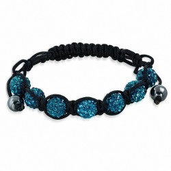 Bracelet Shamballa en perles Disco Ball avec pavé de mode 7 avec zircon bleu CZ