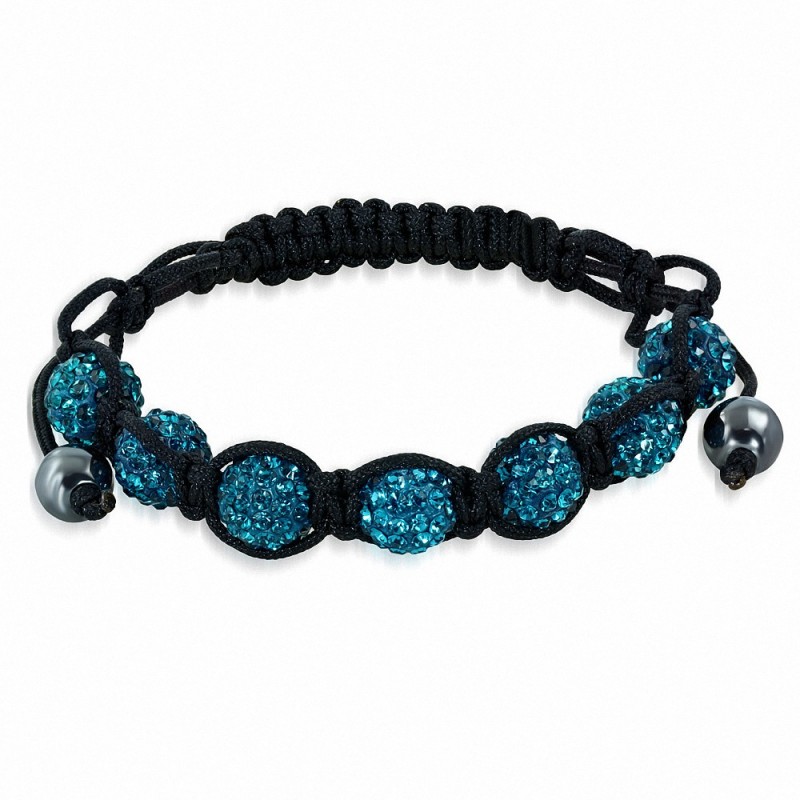 Bracelet Shamballa en perles Disco Ball avec pavé de mode 7 avec zircon bleu CZ