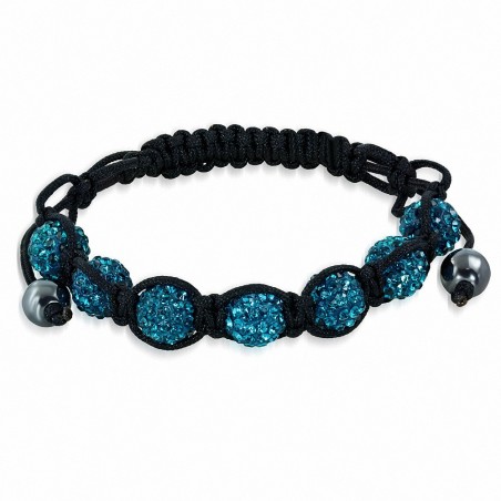Bracelet Shamballa en perles Disco Ball avec pavé de mode 7 avec zircon bleu CZ