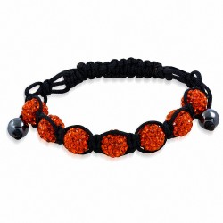 Bracelet Shamballa en perles Disco avec pavé de perles Fashion 7 avec opale de feu orange CZ