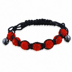 Bracelet Shamballa en perles Disco Ball avec pavé de perles Fashion 7 avec Siam Rouge CZ