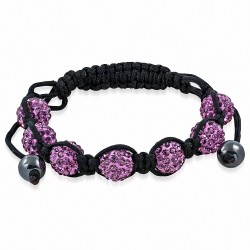 Bracelet Shamballa avec perles en argile Disco Ball avec pendentif en améthyste Fashion CZ