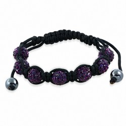Bracelet Shamballa en perles Disco avec pavé de perles Fashion 7 et Grenat CZ