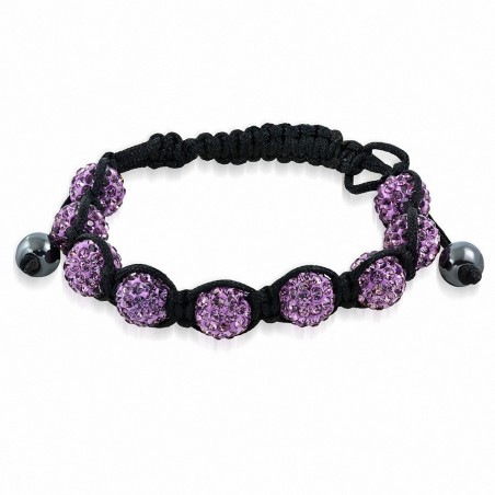 Bracelet Shamballa avec 9 perles Argil Disco Ball Pavé avec Lavande CZ