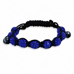 Bracelet Shamballa avec 9 perles Capil Argile Disco Ball avec Capri Bleu CZ