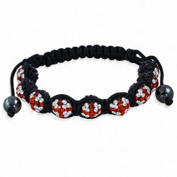 Bracelet Fashion 9 Argil Disco Pave Pavé du Royaume-Uni / Bracelet Union Jack Shamballa avec Clair & Lumière Siam Red CZ