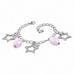 Bracelet fantaisie en alliage fantaisie avec perles en verre et perles étoiles