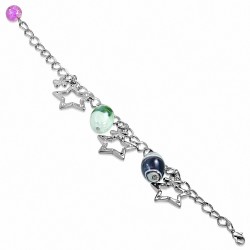 Bracelet fantaisie en alliage de perles de verre fantaisie en forme d'étoile ovale