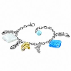 Perles de verre de mode en alliage carré Lady Shoes Charm Bracelet chaîne de lien