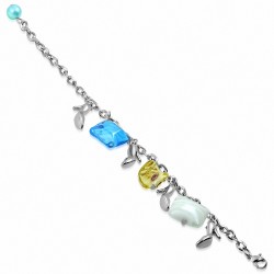 Perles de verre de mode en alliage carré Lady Shoes Charm Bracelet chaîne de lien