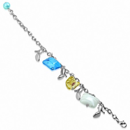 Perles de verre de mode en alliage carré Lady Shoes Charm Bracelet chaîne de lien