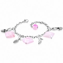 Perles de verre de mode en alliage carré Lady Shoes Bracelet lien de chaîne de charm