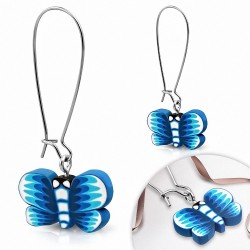 Boucles d'oreilles pendantes en alliage fantaisie avec fimo argile polymère (paire)