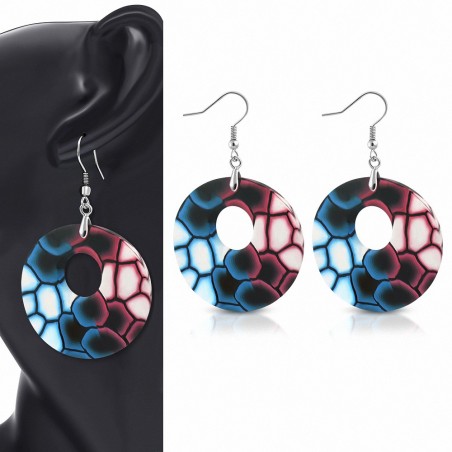 Boucles d'oreilles en alliage de mode en alliage fimo / polymère argile avec fleur et crochet (goutte)