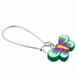 Boucles d'oreilles pendantes en alliage fantaisie avec fimo / argile polymère (paire) - FEM030