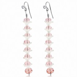 Boucles d'oreilles en alliage à la mode en forme de perle avec des fleurs roses (paire)