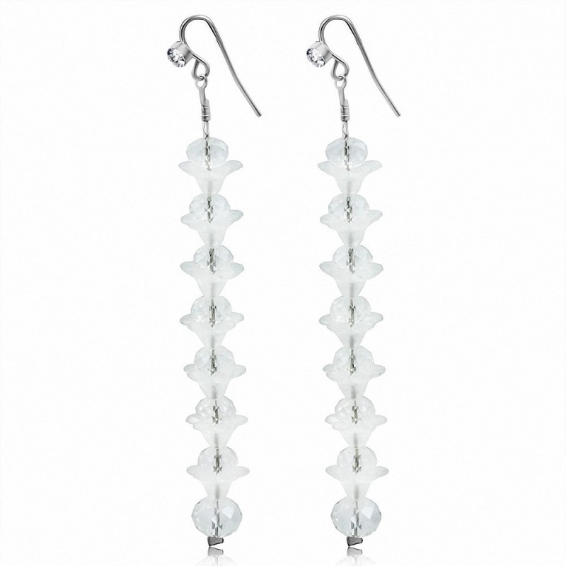 Boucle d'oreille crochet en alliage à la mode avec perle de fleur grise et boucles d'oreilles avec cz incolore (paire)