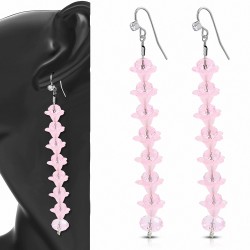 Boucles d'oreilles en alliage à la mode en forme de perle avec des fleurs roses et cZ transparentes (paire)