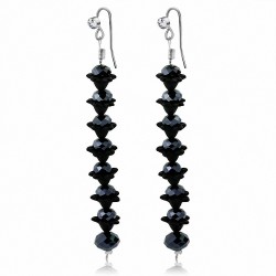Boucles d'oreilles en alliage de perles noires à la mode en forme de perles noires et de fleurs avec paire en zircone