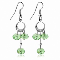 Boucles d'oreilles en alliage de perles vert clair fantaisie avec perles longues (paire)
