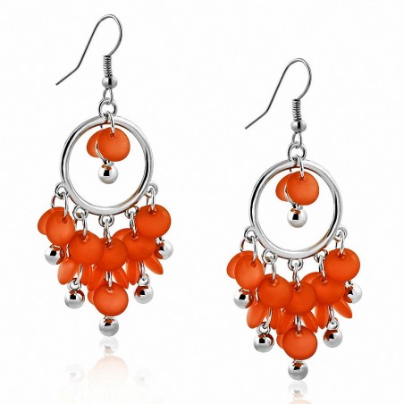 Boucles d'oreilles avec crochet léopard à la mode en alliage d \' perles orange (paire)